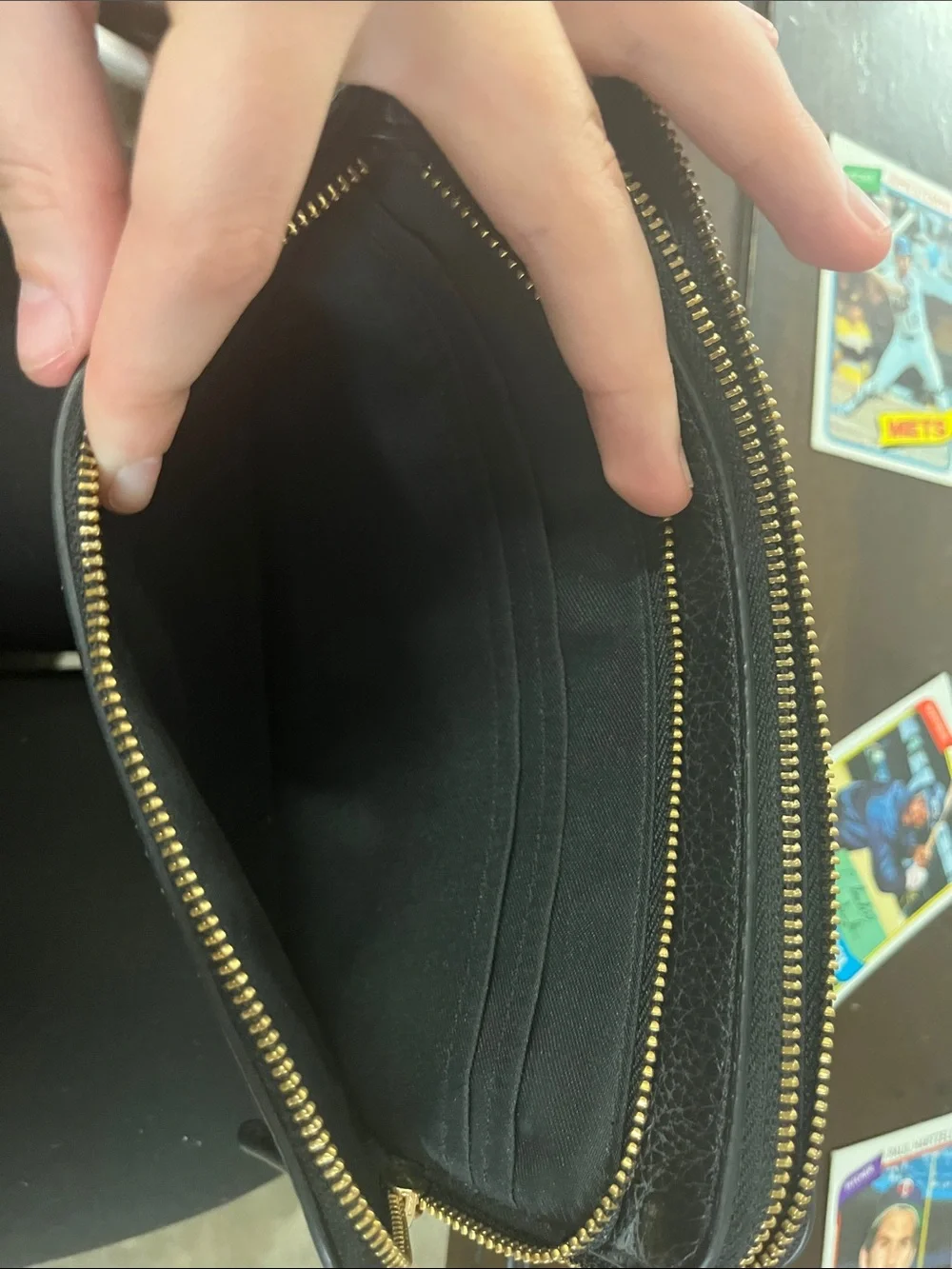Coach Black Pebbled Leather Wristlet with Gold Logo